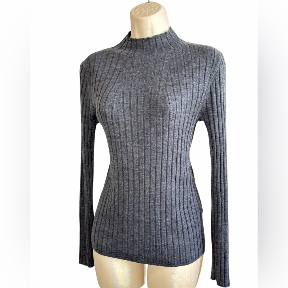 Banana Republic Merino Wool Ribbed Sweater Pullover Mock Neck Size S NEW - Picture 3 of 13